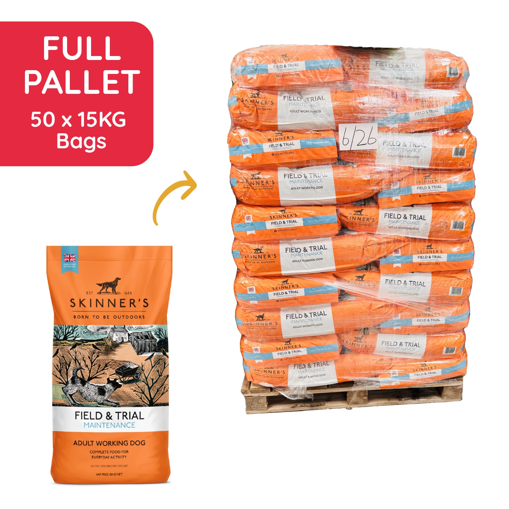 Skinners Skinners Field Trial Maintenance X50 Adult Dry Dog Food pet food packaging